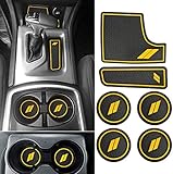Auovo Anti dust Mats for Charger 2021 2020 2018 2017-2015 Accessories Custom Fit Cup Holder Liners Mats(24pcs/Set, Yellow)