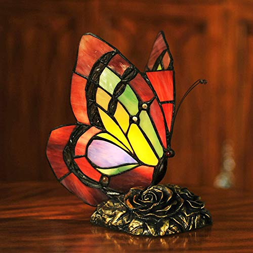 Lampe de table papillon en verre teinté E14 et socle résine - 2