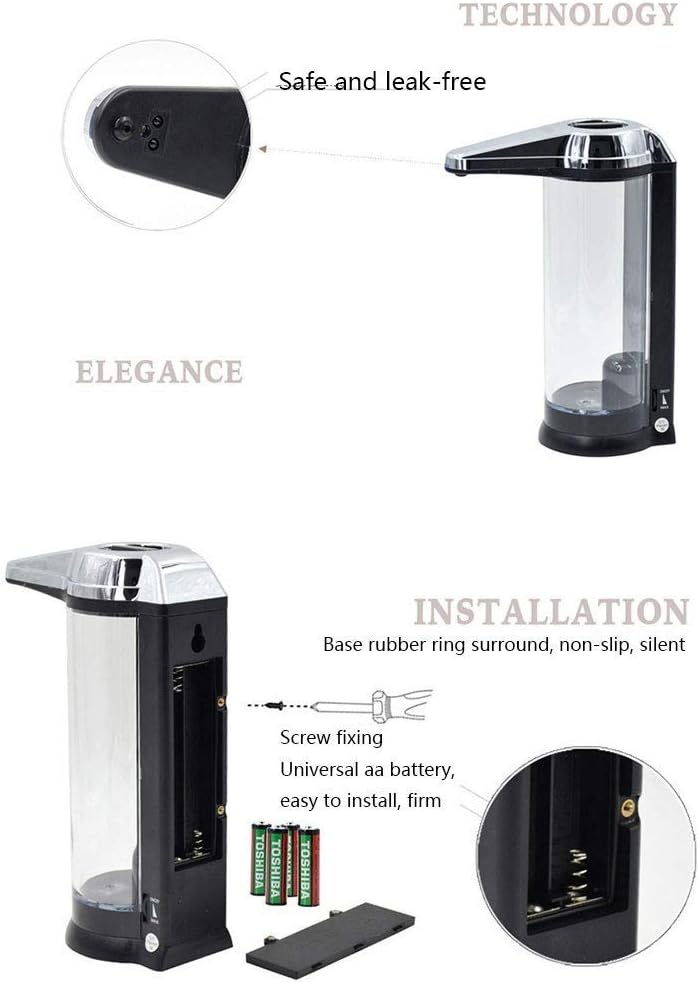 Non-Contact Automatic Wall-Mounted Soap Dispenser 500ML Stainless Steel Hands-Free Liquid for Kitchen Bathroom (Style : C)