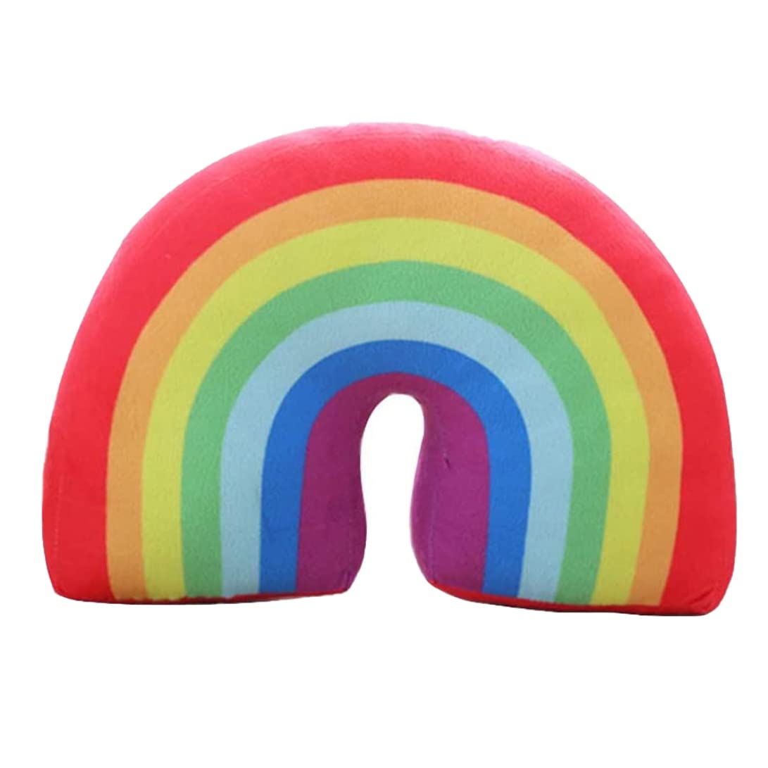Uanqfegy Rainbow Throw Pillow - Arch-Shaped Decorative Plush Cushion, 13.78 Inch PP Cotton Stuffed for Sofa Chair Bed, Red
