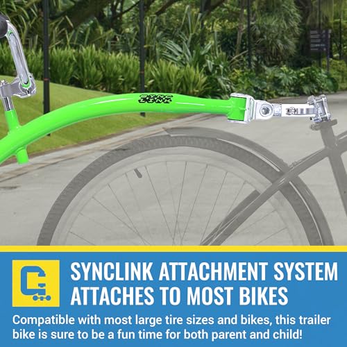 Image of KaZAM Co-Pilot Bike Trailer - 20 Inch Bike Trailer with Adjustable BMX Stem and Handlebar - Lightweight Aluminum Frame and Padded Saddle for Cycling - Perfect for Family Rides