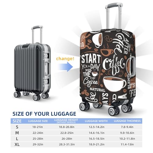 Dark Brown Coffee Cup print Luggage Cover Elastic Suitcase Covers for Protector Suitcase Sleeve for Luggage 18-32 In2