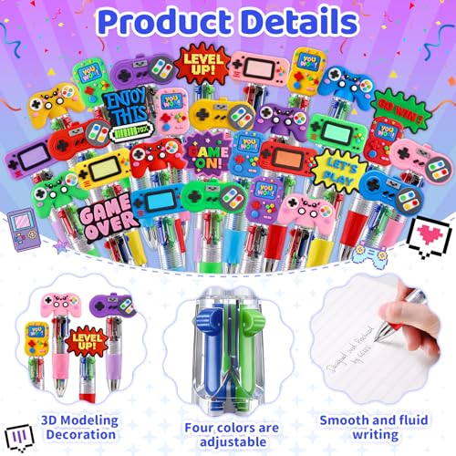 Image of CZWZ 30Pcs Mini Multicolor Pens in One 4-in-1 Cute Pens Bulk for Kids, Ballpoint Pen for Birthdays and Children's Parties, Fun Gifts Assorted Ink Kawaii Pen(Vedio Game)