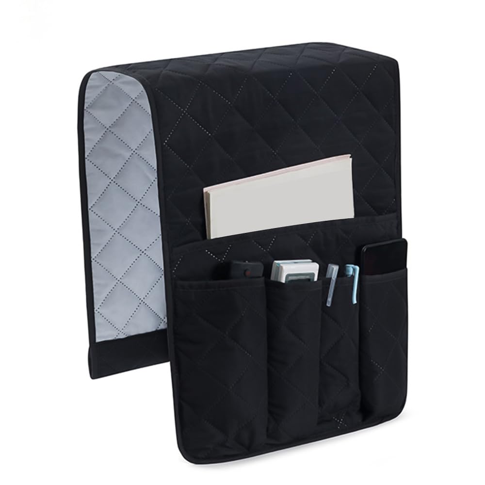 BDKMMS Sofa Armrest Organizer, Remote Control Holder with 5 Pockets Non Slip Couch Armrest Caddy for Magazine, Tablet, Phone, iPad, Earphones