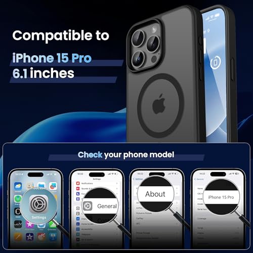 Image of CACOE Magnetic Case for iPhone 15 Pro 6.1 inch, Matte Black