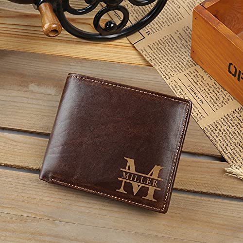 Glooraca Custom Engraved Wallet For Men Personalized Leather Wallet Personalized Birthday Christmas Father's Day Gifts For Men Husband Boyfriends (Red Brown) #TOP5