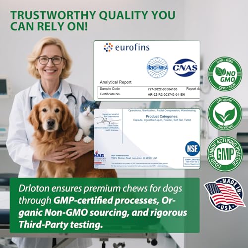 Drloton Flea and Tick Prevention for Dogs Chewables, Natural Dog Flea and Tick Treatment Chewable Supplement, Chicken Flavor 180 Count for All Breed Sizes