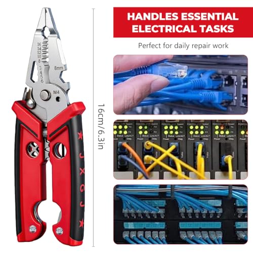 Image of Serplex 18-in-1 Wire Stripper Tool, Cr-V Steel Electrical Wire Stripping, Cutting & Crimping Pliers with Built-in Wrench, Cable Cutter /Crimper, Utility Cutter All-in-One Electrician Tool