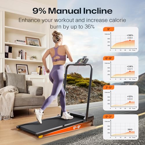 UREVO Treadmills for Home Foldable, Walking Pad with Incline 9%, Folding Treadmill with One-Touch HIIT Mode, Quiet Motor, Remote Control, LED Display, Quite Installation & Folding, 1-10 km/h - Image 4