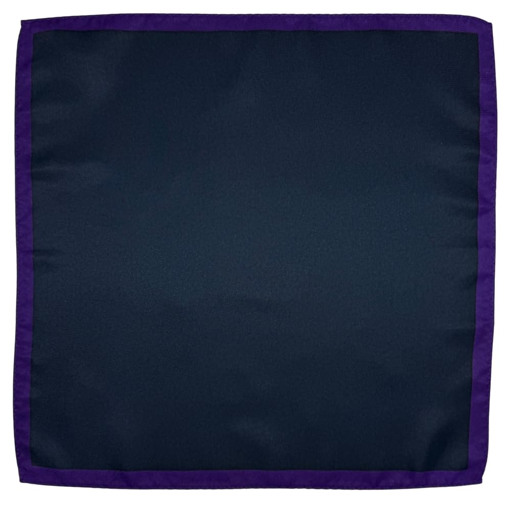 the tie hub Solid Navy Blue Microfiber Pocket Square with Purple Border for Men – Soft Woven Finish-picture-12