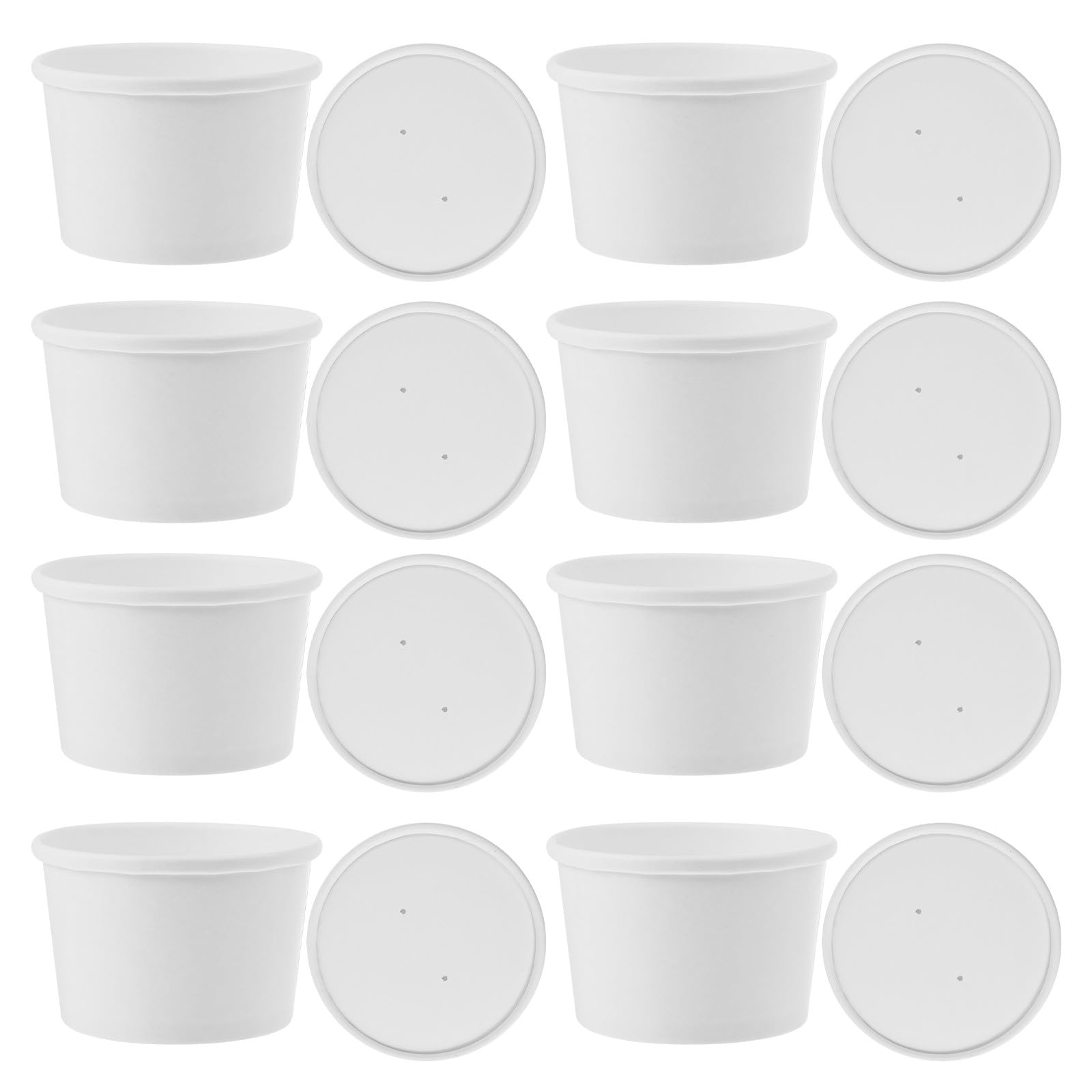 NUOBESTY Set 25 Bicchieri e Coperchi in Carta Kraft da 8 Oz per Gelato e Alimenti con Bordo Arrotolato per Tenuta Sicura per Snack e Uso Domestico