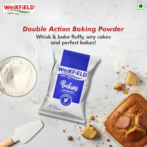 Image of Weikfield Baking Powder | 100% Double Action Baking Powder | Perfect for Light & Fluppy Cakes, Cookies, Muffins & Breads | Perfect for Baking | 1 kg Pouch