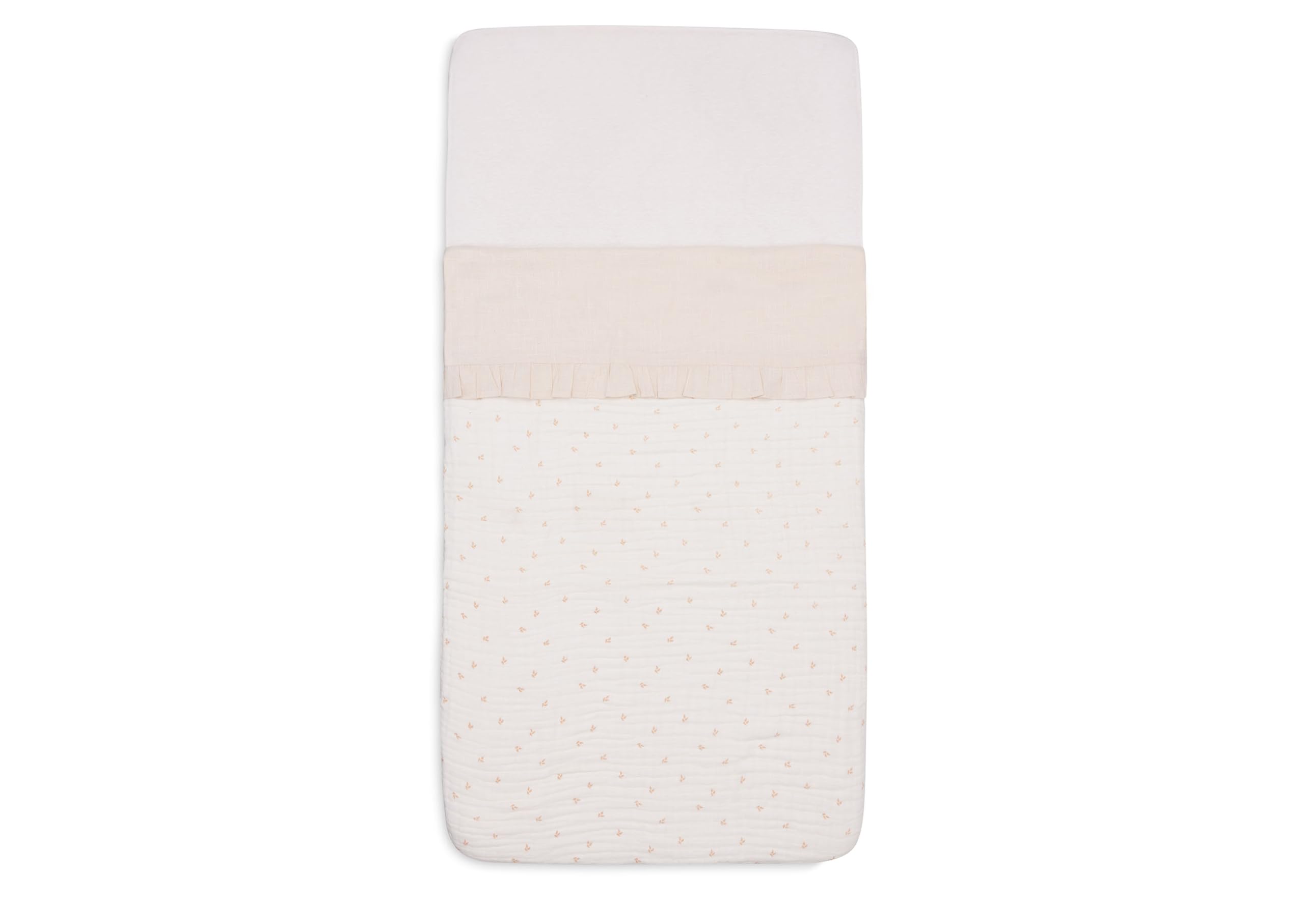 Jollein Bed Sheet Cradle, Ruffle Ivory, 75 x 100 cm, For Baby Cradle, 100% Cotton, Oeko-Tex Certified, Linen Look