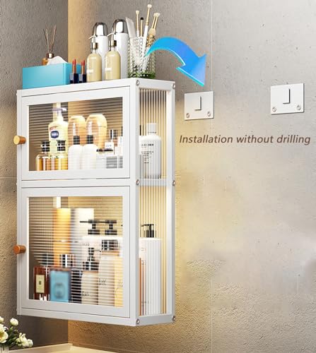 Armoire murale moderne avec porte en verre, solution de rangement peu encombrante pour salle de bain, bureau, salle à manger, salon, cuisine