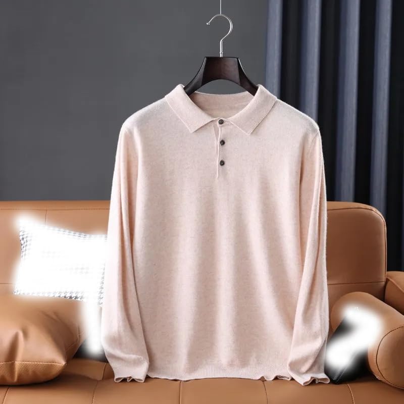 Men's Cashmere Sweater Solid Long Sleeve Polo Collar Casual Knit Pullovers Warm Jumper Tops3