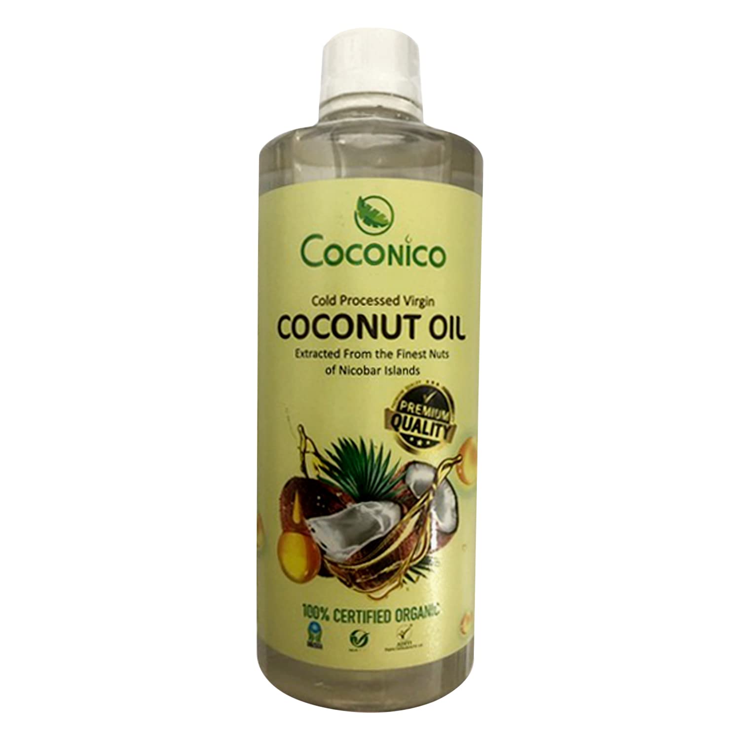 COCONICO Certified Organic Cold Pressed Extra Virgin Coconut Oil, Extracted From The Finest Nuts of Nicobar (Pack of1) (500 ml)