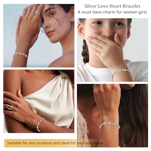 KENIY Silver Bracelet for Women | Adjustable Stars Heart Friendship Bracelets with Cubic Zirconia | The Thoughtful Charm Best Friend Bracelet | Letter Box Love Friendship Gifts for Best Friend - Image 4