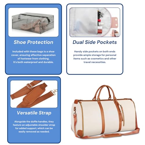 Zentotex Deluxe Foldable Travel Bag with Wheels, High Capacity Folding Suitcase (All-Match White)2