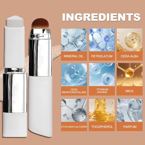 Image of Color Changing Foundation Stick with Mushroom Head Brush | Moisturizing Skin Tone Adjusting Foundation | Lightweight Natural Finish | Blendable Cream Makeup Base | Suitable for Daily Use | 13g