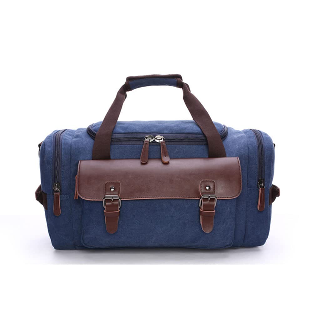 Hombre Plegable Bolsa Viaje Bolsa de Mano Equipaje Equipado Weekender Deporte Nocturno Duffle Mujere Bolsa Viaje Lona Gran tamaño Bolso del Fin de Semana con Decoración Cuero