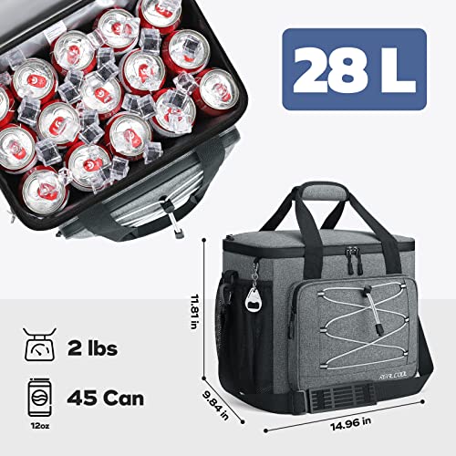 Soft Cooler Bag 35/45Can, Collapsible Cooler Insulated Leak Proof, Large Lunch Box for Men Women, Soft-Sided Cooler for Picnic, Grocery, Beach, Camping, Travel - Image 4