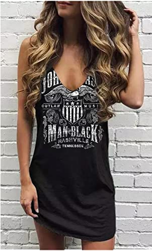 Image of Live Simple Coconut Tree Sleeveless Mini Dress Summer Beach Mini Dress Women's Summer Casual Sexy V Neck Mini Tank Dress