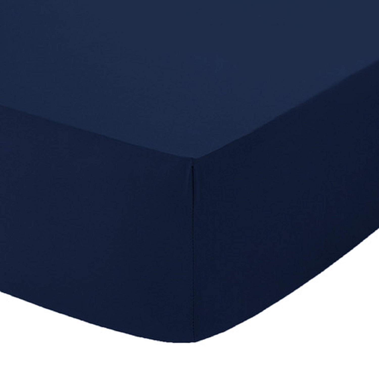 British Home Bedding - Plain Polycotton Percale Fitted Bed Sheets - Shrinkage and Fade resistant with a soft luxurious finish (Navy, Single)