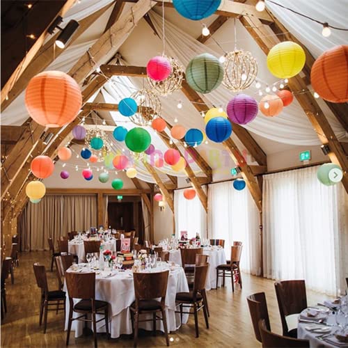 Image of Wanna Party 12 Inches Paper Lanterns Orange| for Diwali Christmas Indoor Outdoor Home Decor | Ball Decoration for Marriage Baby Shower Birthday - Pack of 1