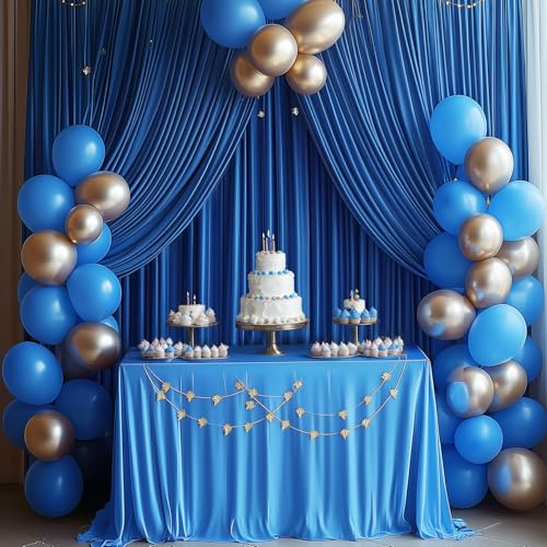 Image of 20ft x 12ft Royal Blue Backdrop Curtain for Parties, Wrinkle Free Polyester 4 Panels 5x12ft Photo Backdrop Drapes Back Drop Cloth for Wedding Birthday Party Baby Shower Photography Background