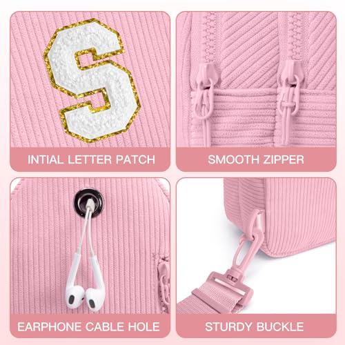 Image of Viverte Small Corduroy Sling Bag Initial Crossbody Bag Fanny Pack for Girls Personalized Birthday Gifts for Teen Girls Gifts