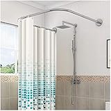 ✔ TALADRO / SIN TALADRO: dos métodos de instalación le permiten fijar firmemente la barra de la cortina de ducha a la pared con un adhesivo fuerte. (Fácil de desmontar cuando sales de casa). También puede perforar agujeros en la pared y fijar la barra de baño con tornillos. (Más estable, sin flacidez en el medio)