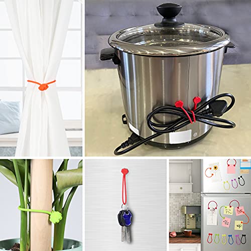 Magnetic Cable Ties, 24 Pack 7.2" Strong Magnetic Cord Ties Cute Cloud Dialogue Design, Silicone Twist Tie With Magnet Reusable 8 Assorted Colors X3 By Soooec #TOP4