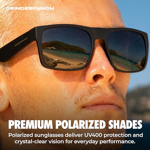 Image of grinderPUNCH XL XXL Sunglasses Men Big Head Extra Large Wide Polarized | Big Head XL XXL Regular Fit, Extra Wide Oversized Frame, Large Face, Polarized UV400 Lens, Driving Fishing Golf Sport