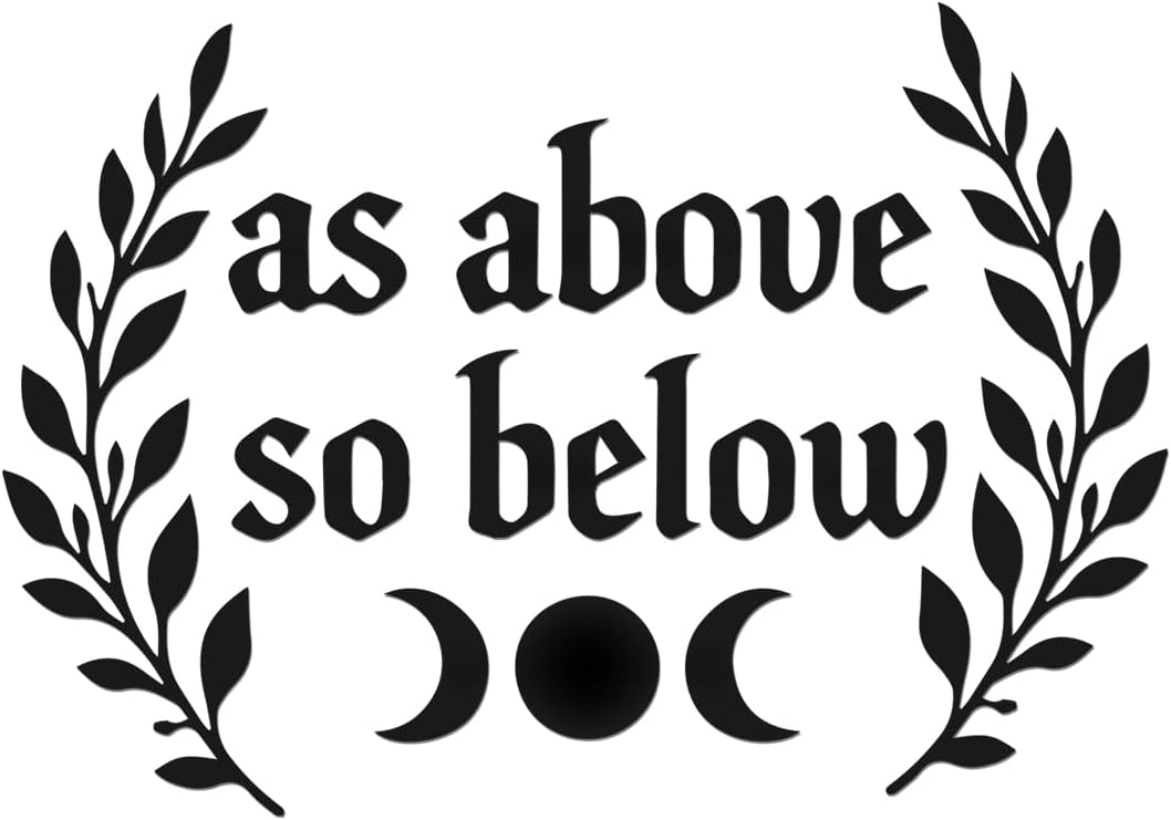 2 Pcs - No Background - Waterproof Car Sticker Decal of As Above So Below Celestial Design for Cosmic Vibes and Spiritual Energy (Black, 5.4'' x 3.8'') |k72171BL
