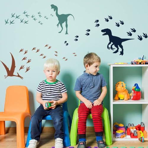 SUPERDANT Dinosaur Wall Decals Dinosaur Themed Wall Stickers Dinosaurs' Paw Print Vinyl Art Dinosaur Clings Removable Decals Peel and Stick DIY Wall Art for Kid's Boy's Room - Image 4