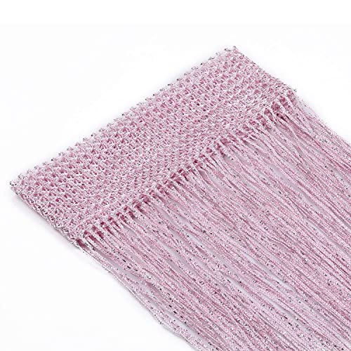 WedDecor Pink String Curtains Glitter Fringe Panel Fly Screen Room Divider Tassel Curtain for Doors Doorway, Windows - Image 3