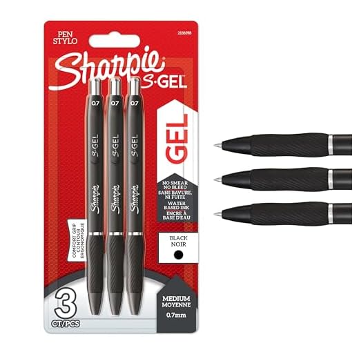 SHARPIE 2136598 Bolígrafos de gel, Punta mediana (0,7 mm), Tinta negra, 1 Unidad (Paquete de 3)