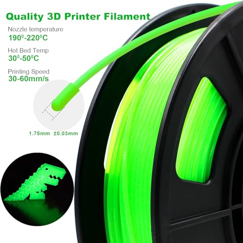 Image of 3D Printer Filament PLA Glow in The Dark Filament PLA 1.75mm 250g, 0.25kg Small Spool 3D Printing Luminous Filament 1.75mm Dimensional Accuracy + /- 0.02 mm, Fit Most FDM 3D Printers