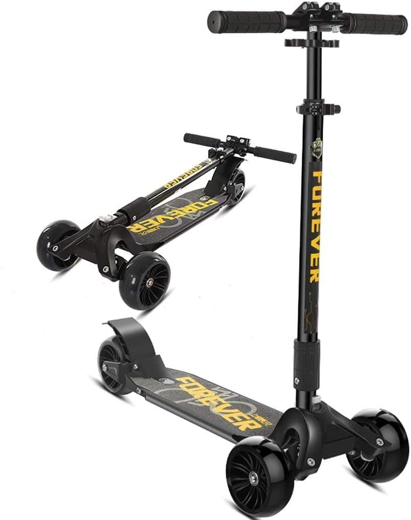 Mobility - Patinete de 3 ruedas para adultos, plegable, rueda flash, pedal antideslizante (amarillo)