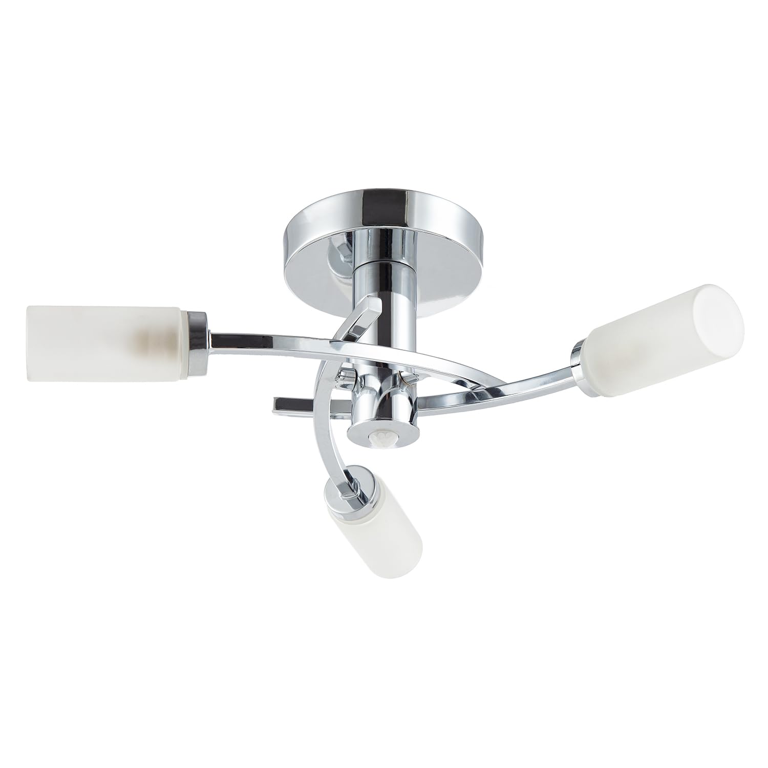Happy Homewares Modern Bathroom Sensor Ceiling Light in Chrome with Multi Functions | Adjustable Timer Control | 100 Degree Detection | Lux Control | High and Low Sensitivity Options