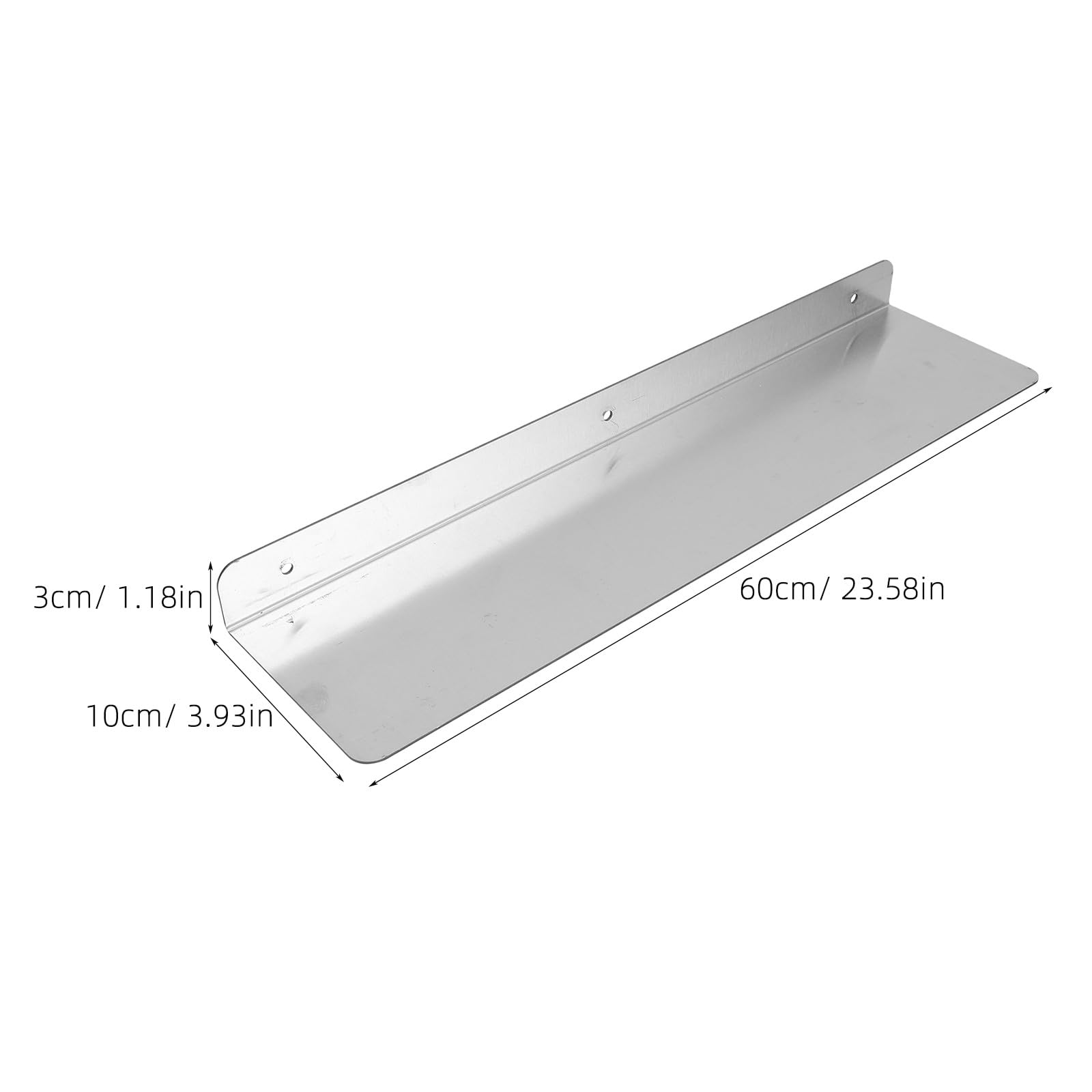 Toddmomy Wandregal aus Edelstahl fürs Badezimmer – Robustes, schwebendes Wandregal – 60 x 10 cm (23,6 x 4 Zoll) L-förmiges Aufbewahrungsregal für die Büroorganisation