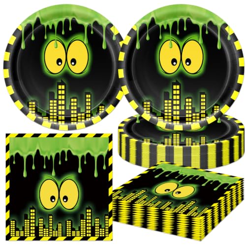 40Pcs Ghost Halloween Birthday Party Plates and Napkins for 20 Guests Tableware Ghost Themed Supplies for Kids Baby Shower Birthday Party Decorations