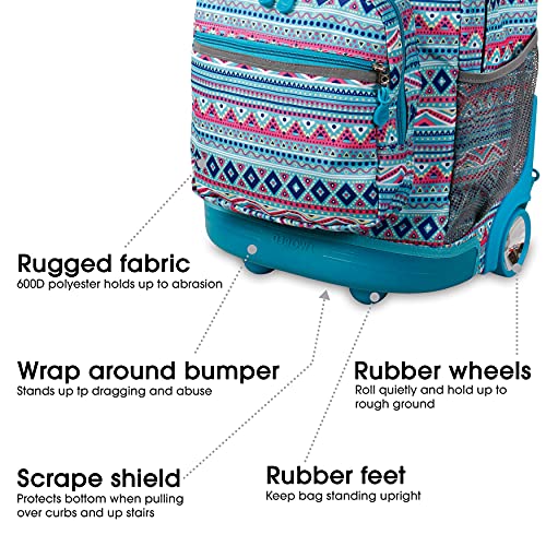 Image of J World New York Sunrise Rolling Backpack Backpack, MINT TRIBAL