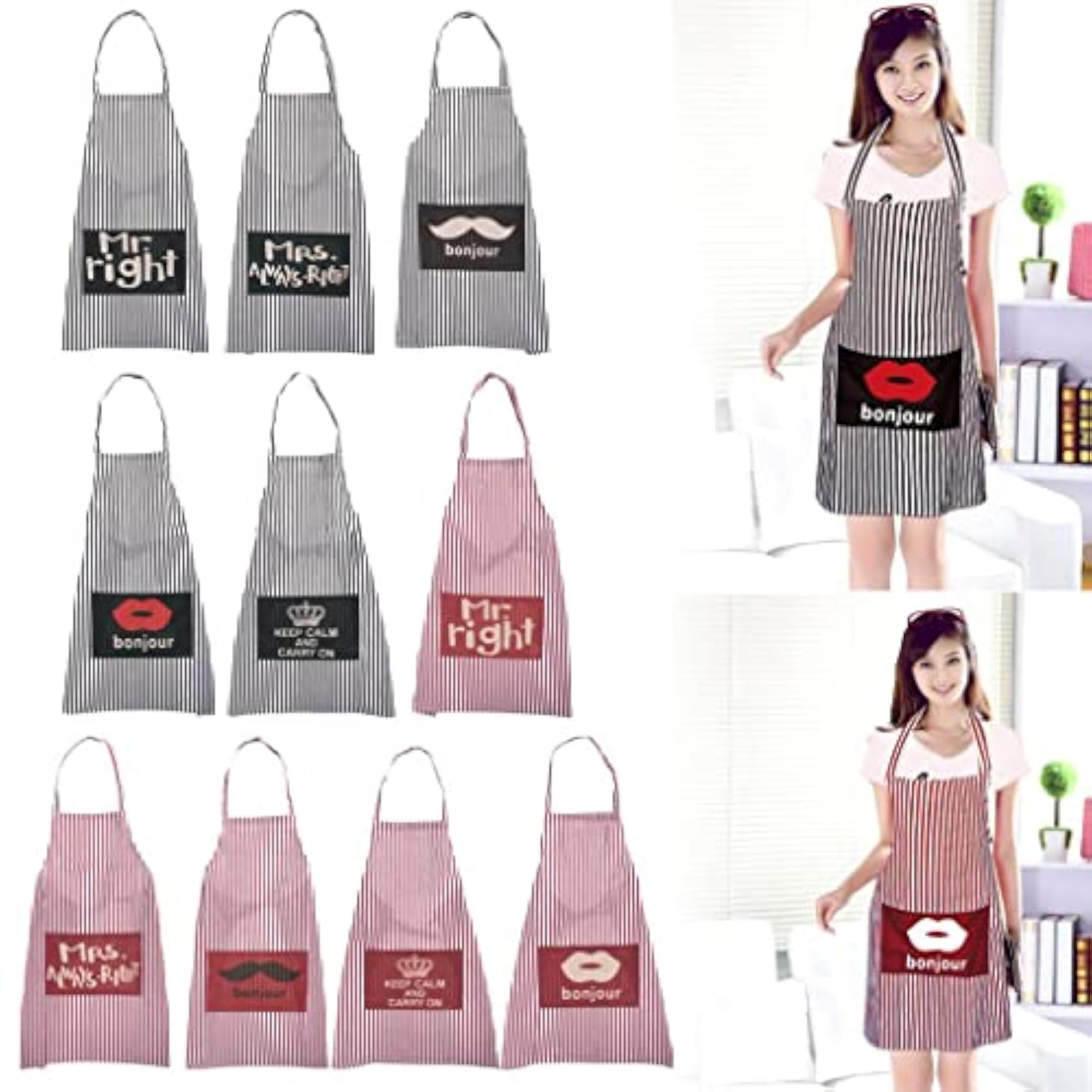 Funny Striped Apron for Couples, Engagement Gift