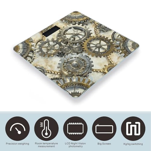 Báscula digital Steampunk con vidrio templado para baño miniatura 3