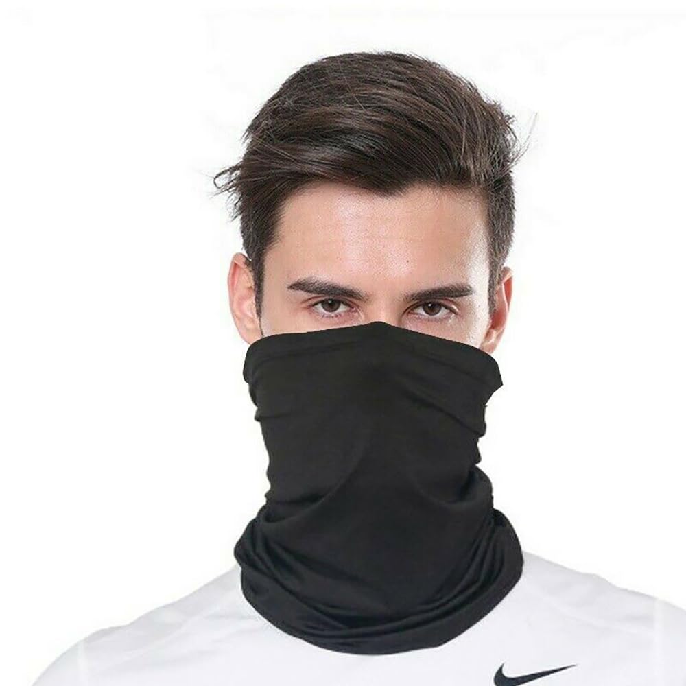 Van Der Linn BANDANA MASK FACE COVERING SNOOD NECK GAITER SCARF BREATHABLE (Black)
