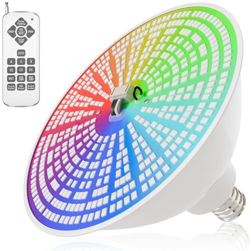 JTT Pool Lights for Inground Pool-LED Pool Light Bulb for Above Ground Swimming Pool-35W(600W Eq.) 6500K 120V Spa Light Bulb E26 Base, Multi-Color & Adjustable with Remote Control - 1Pack
