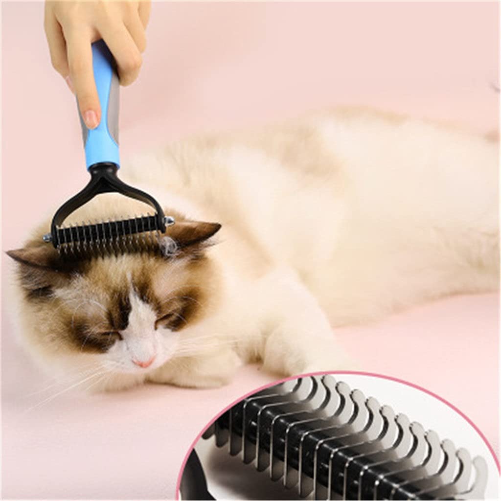 Dwustronna szczotka dla zwierząt ze stali nierdzewnej Koty Grzebień do usuwania sierści psa Grooming Dematting Deshedding Blade for Matted Long (Kolor: B) (B)