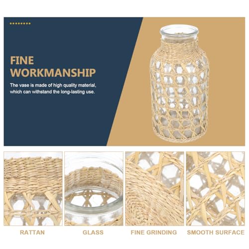 Vase en rotin tissé Angoily pour centre de table rustique de salon - 7