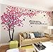 Stickers Muraux Arbre Stickers 3D DIY Amovibles Mural Autocollants Arts Décoration de la Maison pour Chambre, Chambre Enfants, Cadeau de Noel (Rose Gauche,M-250 * 130cm)